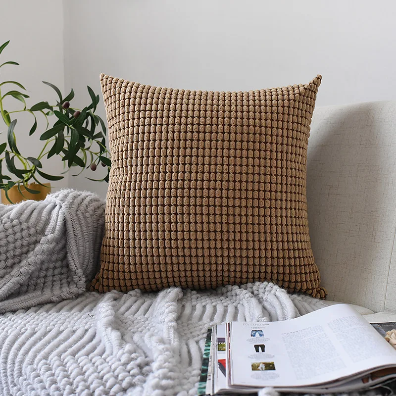 45x45 см Вельветовая наволочка в клетку однотонная Скандинавская для подушки