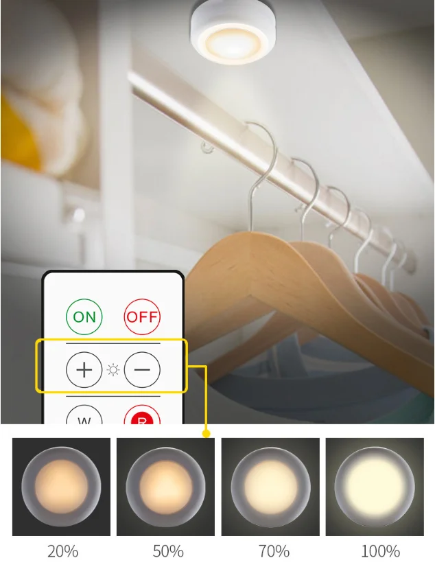 

6LED RGB16 Colors Remote Control Under Cabinet Light White Lamp Dimmable Night Light Bedroom Decor Wardrobe Stair Closet Lights