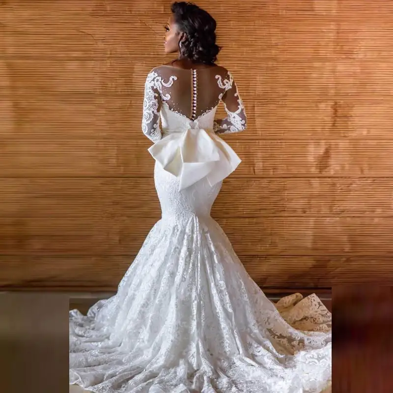 Скромное свадебное платье в африканском стиле с юбкой-годе 2021 Robe De Mariee прозрачные