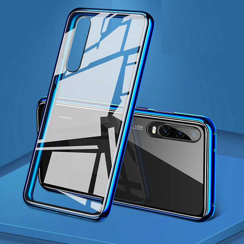 Transparent Blue Двустороннее стекло 360 Магнитная Адсорбция флип чехол для iPhone 11 Pro Max XS MAX XR XS X 8 Plus 7 6 6 S магнит передняя+ задняя крышка - Цвет: Transparent Blue