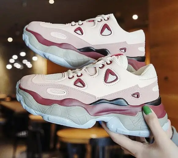 Женская обувь Старый дышащая сетчатая красного цвета с открытым носком