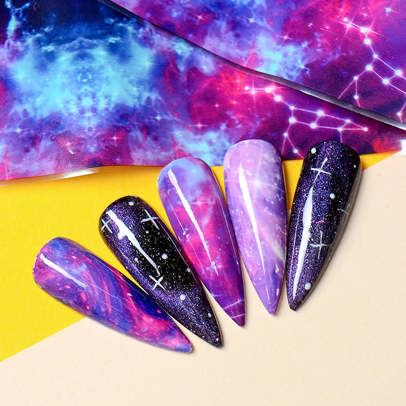 Nail Art Star передачи Бумага ногтей Фольга Стикеры комплект голографическая Звездное