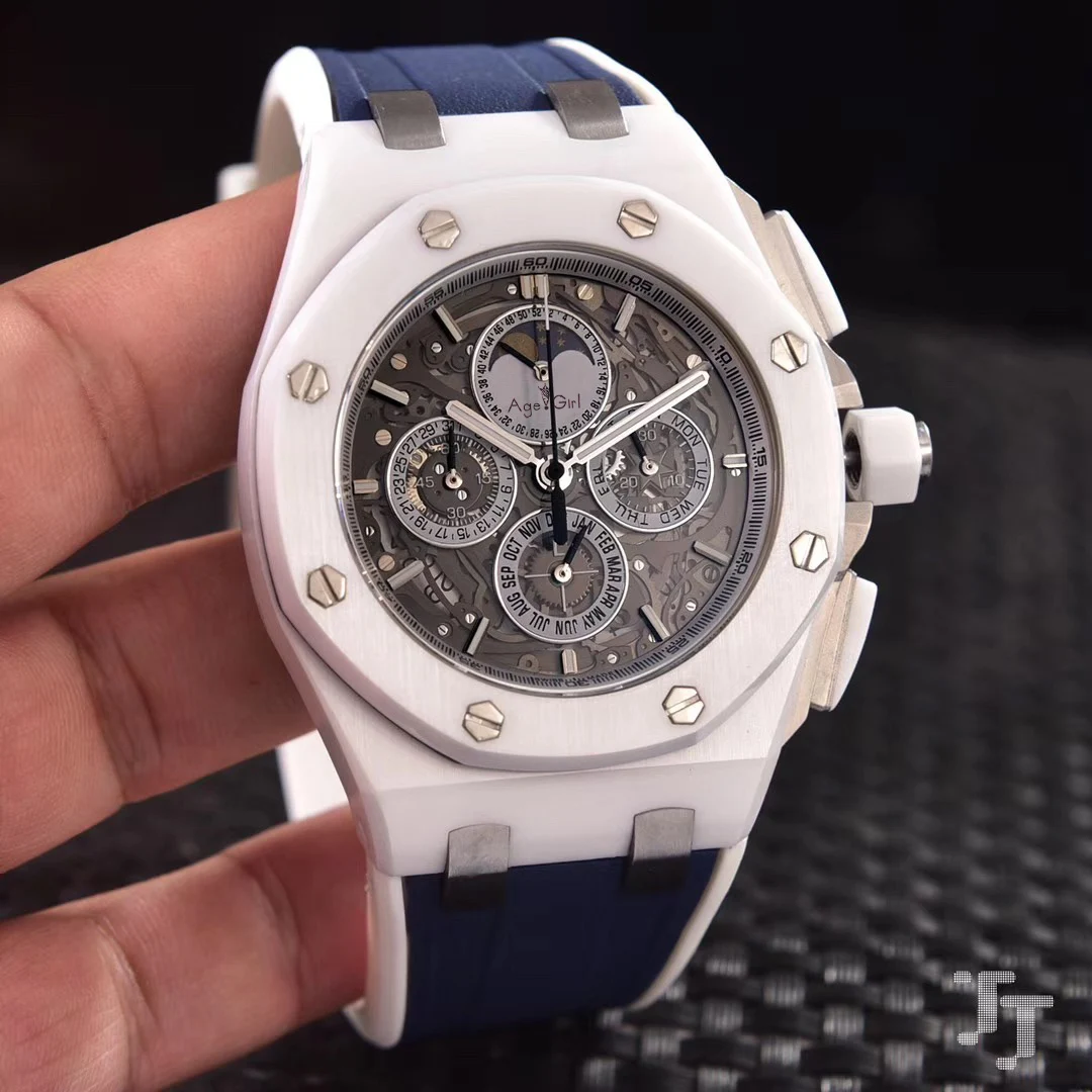 4 Роскошные брендовые новые мужские часы с хронографом и сапфиром GMT MoonPhase, белые керамические серые черные синие резиновые часы из нержавеющей стали AAA - Цвет: 4