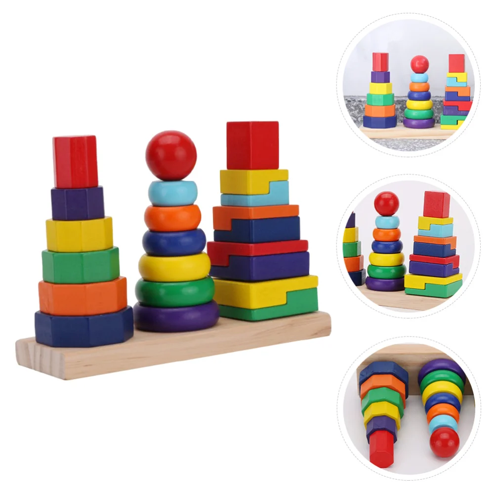 

1 Set Kid Colorful Building Blocks Lovely Wooden Cube Blocks Teaching Aids