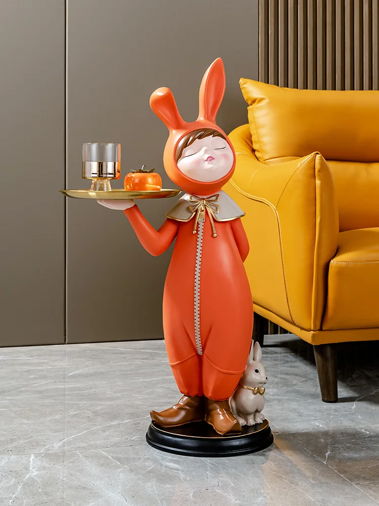 

Статуэтка в скандинавском стиле с изображением кролика и девушки, внутренняя интерьерная искусственная подставка для большого пола, декор...