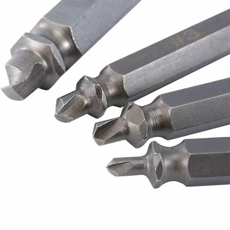 

4pcs Set Broken Bolt Remover Easy Out Screw Extractor Drill Bits Guide Tool Kit For Phillips Flat Hex