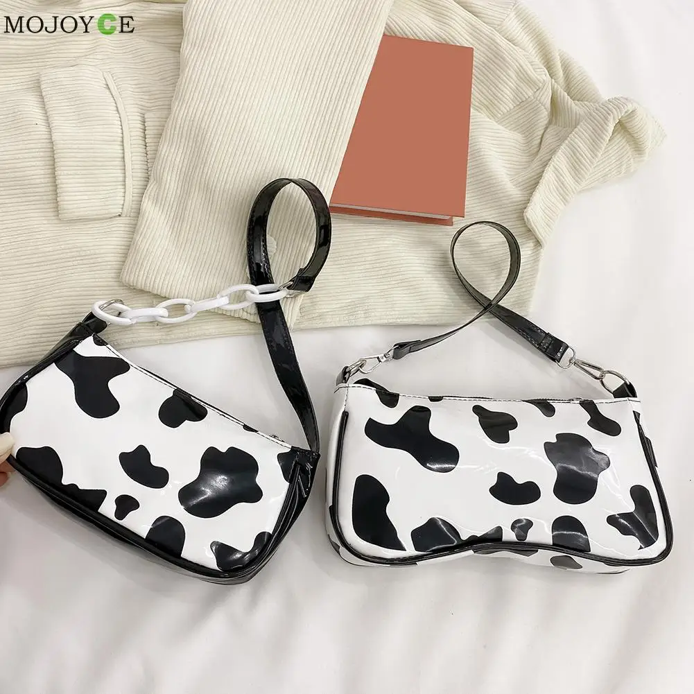 

Fashion Women Cow Pattern Printing PU Leather Shoulder Underarm Bag Zipper Purse Tote Handbag