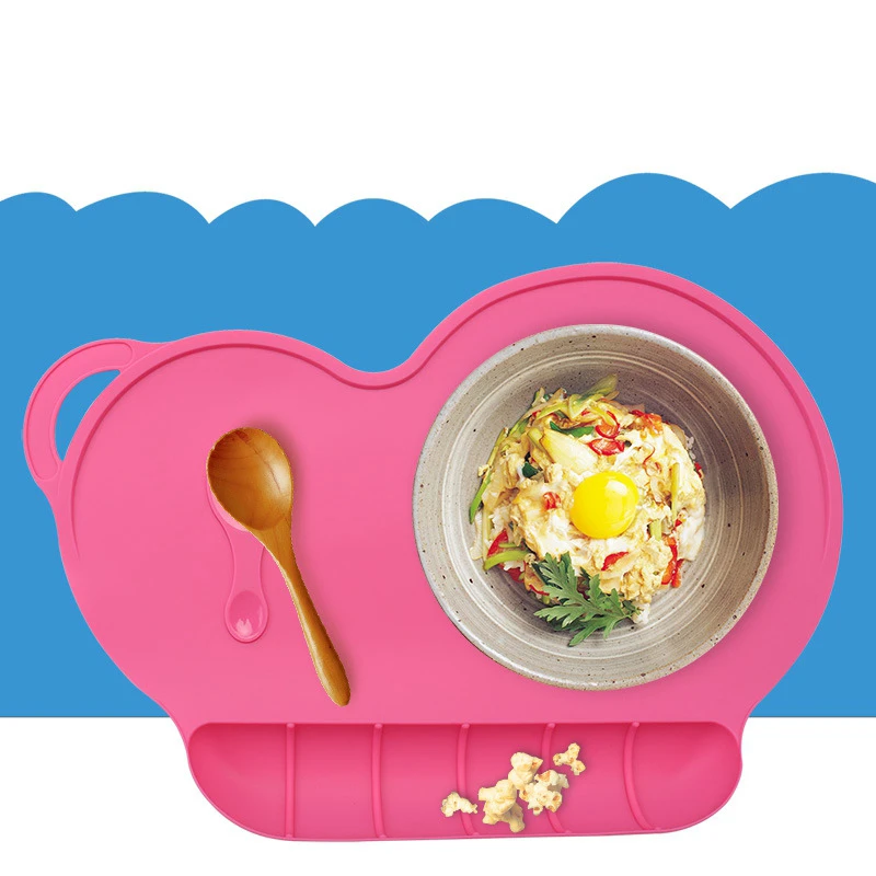 

4 Colors Baby Silicon Plate Sucker Slip-resistant One Piece Baby Silicone Placemat Bowl Waterproof Kid Dinner Plate Tableware