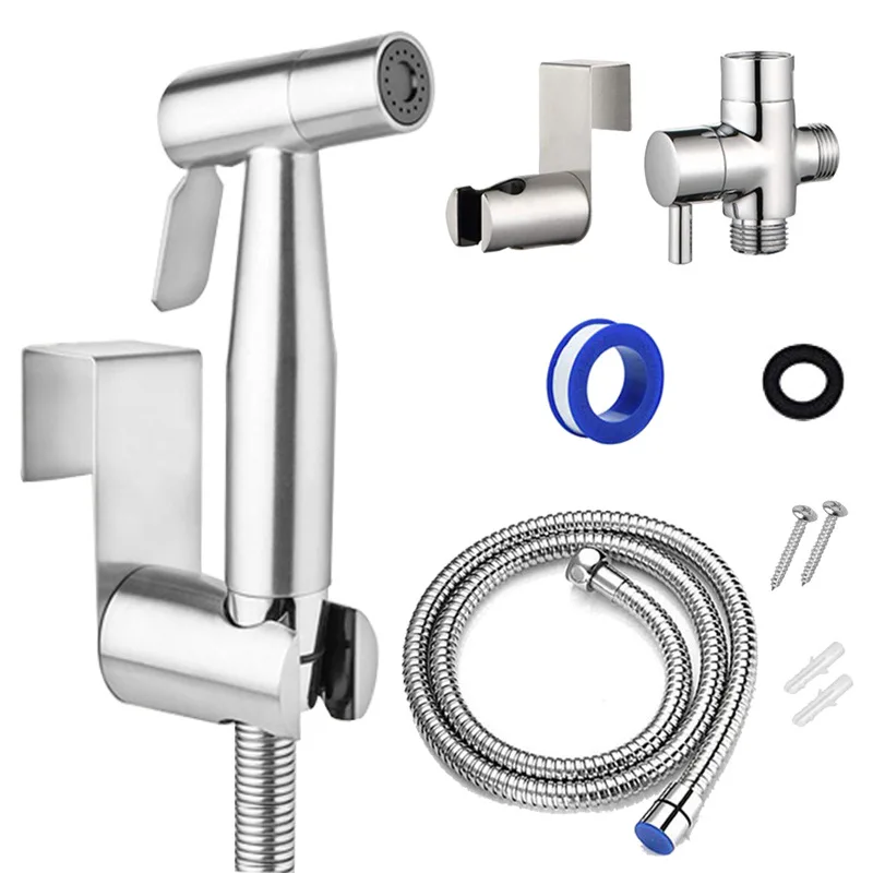 

Handheld Toilet bidet sprayer set Kit Stainless Steel Hand Bidet faucet for Bathroom hand sprayer shower head self cleaning