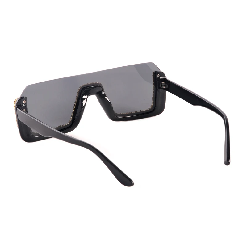 Diamond Semi-Rimless Square Sunglasses Women Rhinestone Retro Gradient Sun Glasses Vintage Oversized Feminino Eyeglasses UV400