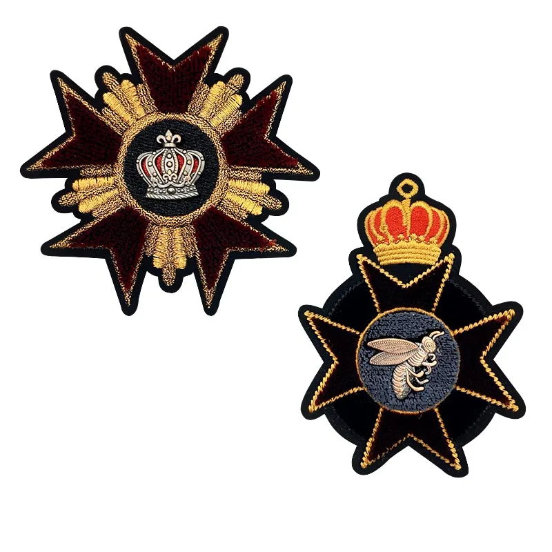 5 шт. винтажные королевские 3D металлические короны пчелы новые нашивки для сумки