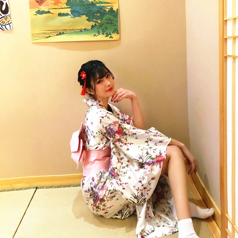Японский юката пальто Весна Лето кимоно Mujer Кардиган Женская верхняя одежда Hanori