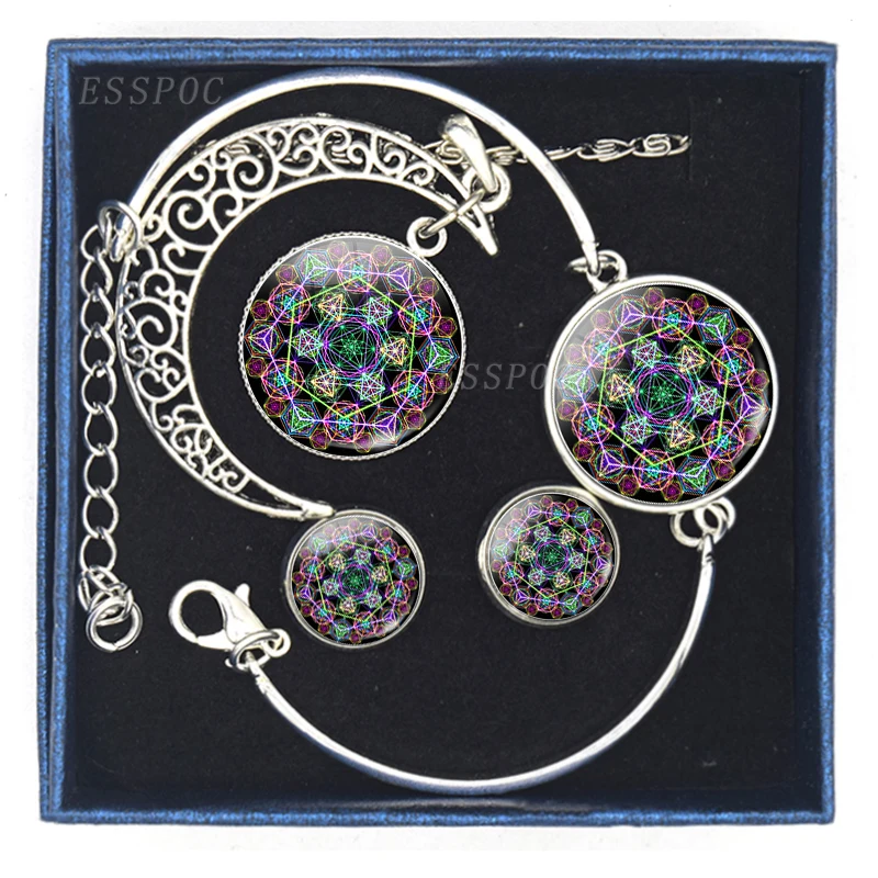 Набор ювелирных изделий с подвеской в виде цветка мандалы изящное ажурное