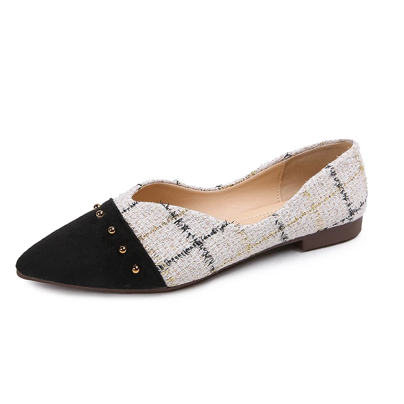 

Retro Woman Shoes Modis Shallow Mouth Female Footwear Rivets Studs Pointed Toe All-Match Casual Sneaker 2021 Boat Dress Summer