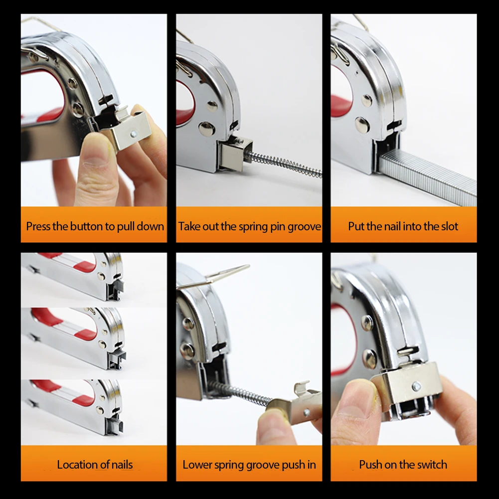 

Practical Nailer Gun Air Nails DIY Home Decoration Furniture Woodworking Staple Gun With 600 Staples Home Carpentry Hand Tools