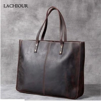 unisex crazy horse leather handbag bag for men real genuine leather shoulder bag male large business briefcase tote boy