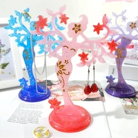 diy holder silicone mold crystal epoxy beauty jewelry rack mould display stand mirror swing table silicone mould art crafts mold