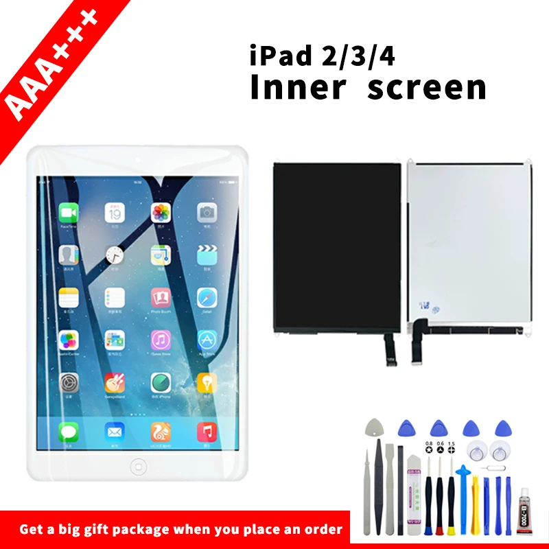 

ААА + + + качество для iPad 2, 3, 4 ЖК-дисплей внутренняя Экран дисплей 100% без битых пикселей экран Замена для iPad A1822 A1893 с инструментами