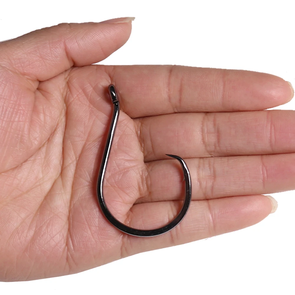 5/10pcs Black Nickel Glow Circle Hook - High Carbon Steel Saltwater Fishing Hook for Catfish, Bass, Snapper, Perch, Tuna image 6