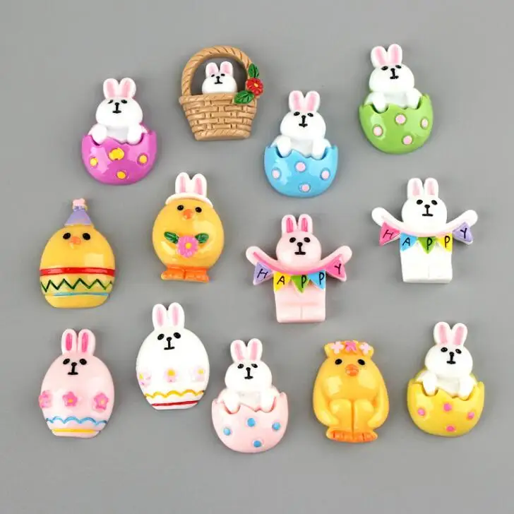 10 шт./лот милые полимерные куриные кролики с плоским основанием Кабошон DIY