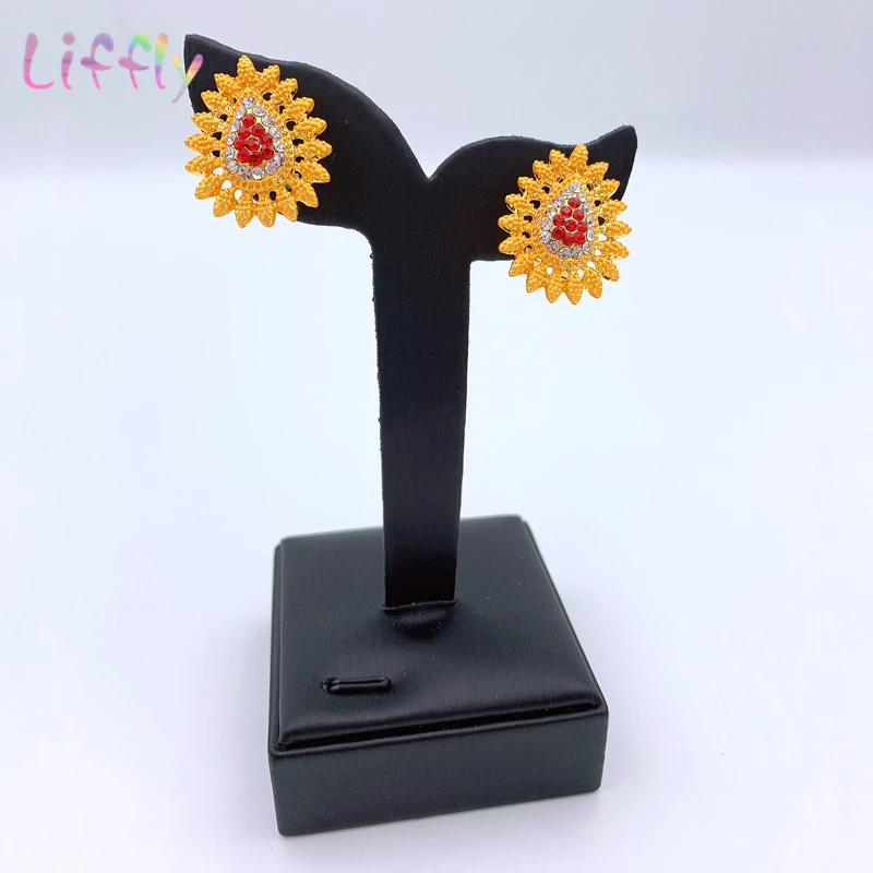 Модный Красный Кристалл ювелирный набор очаровательное большое ожерелье