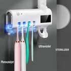 Держатель зубных щеток, автоматический диспенсер для зубной пасты на солнечной батарее, USB-зарядка, многофункциональные аксессуары для ванной комнаты