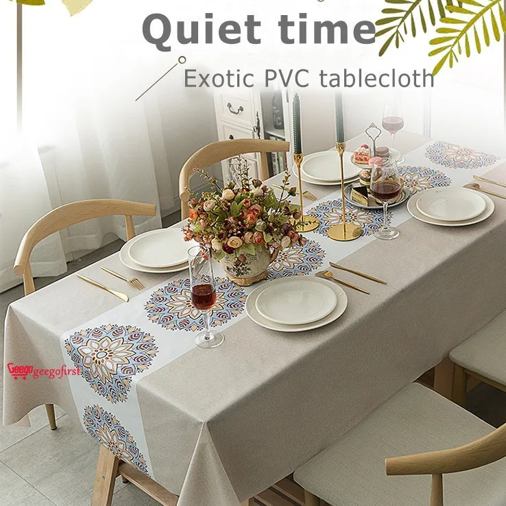 

Waterproof Oil Resistant Printing Tablecloth Nordic Style Table Cover Desktop Protection PVC Table Cloth