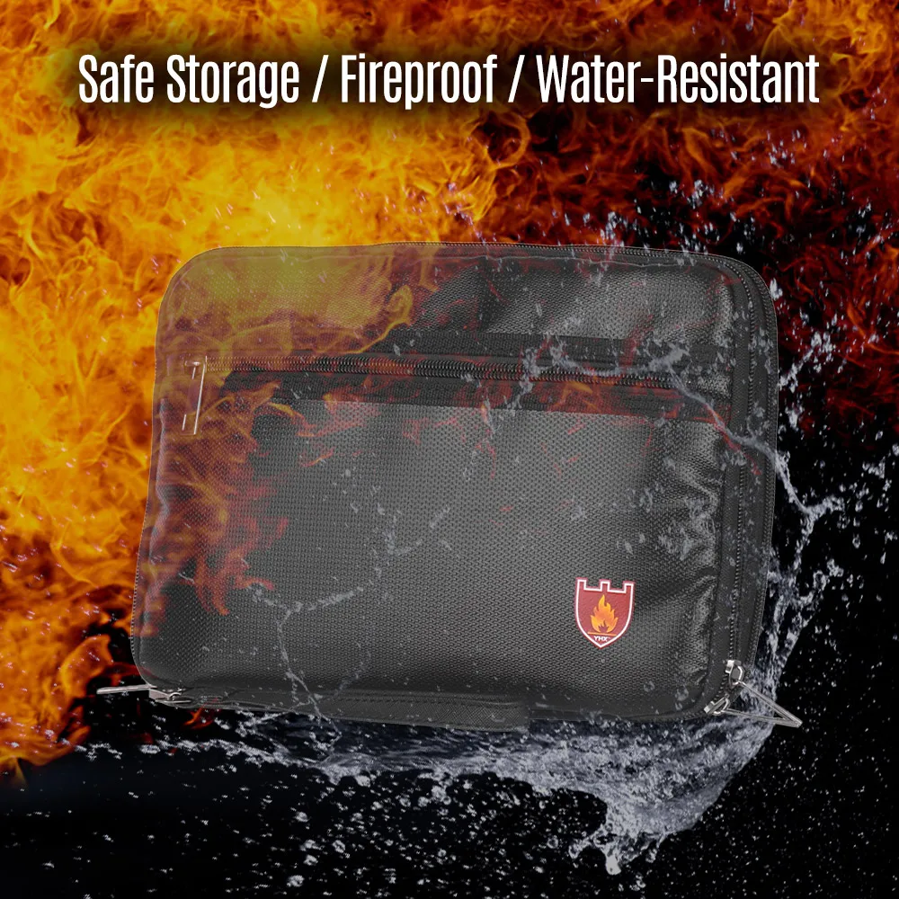 

Двухслойный Портативный Большой безопасный Органайзер, водонепроницаемый футляр для переноски с ремешком 28,5*20,5 см, огнестойкий мешок с зас...