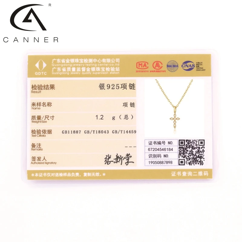 

CANNER Real 925 Sterling Silver Necklace For Women Ins Cross 2020 Jewelry Charming Pendant Chain 18K Necklace Bijoux Collar