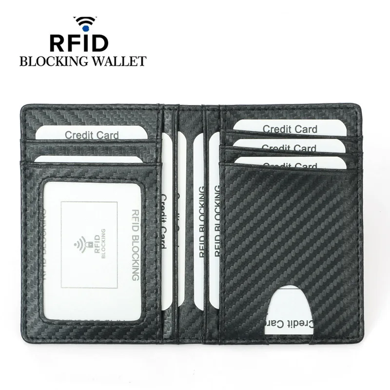 Черный зажим для денег из углеродного волокна RFID Блокировка водительских прав ID