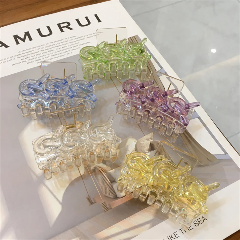 

1pcs Geometric Acrylic Knotted Sweet Elegant Hair Claw For Girls Candy Color Decorative Catch Resin Hair Accessories Wholesale