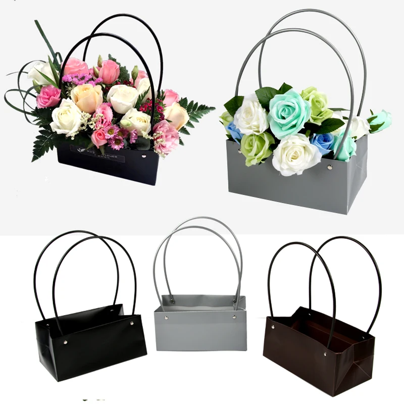 Paper Rectangular Kraft Paper Flower Arrangement Box Florist Wedding Formal Party Gift Bag