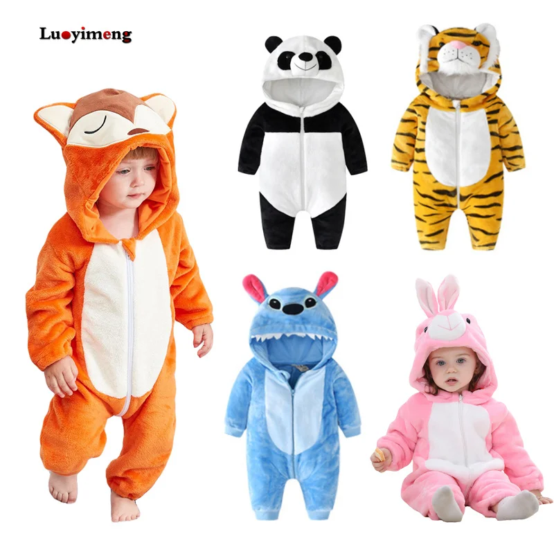 Зимние детские комбинезоны детская пижама с капюшоном в виде животных одежда для