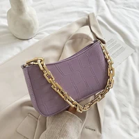 crocodile pattern pu leather armpit bag for women 2021 solid color chain shoulder handbags female travel fashion ladies handbag