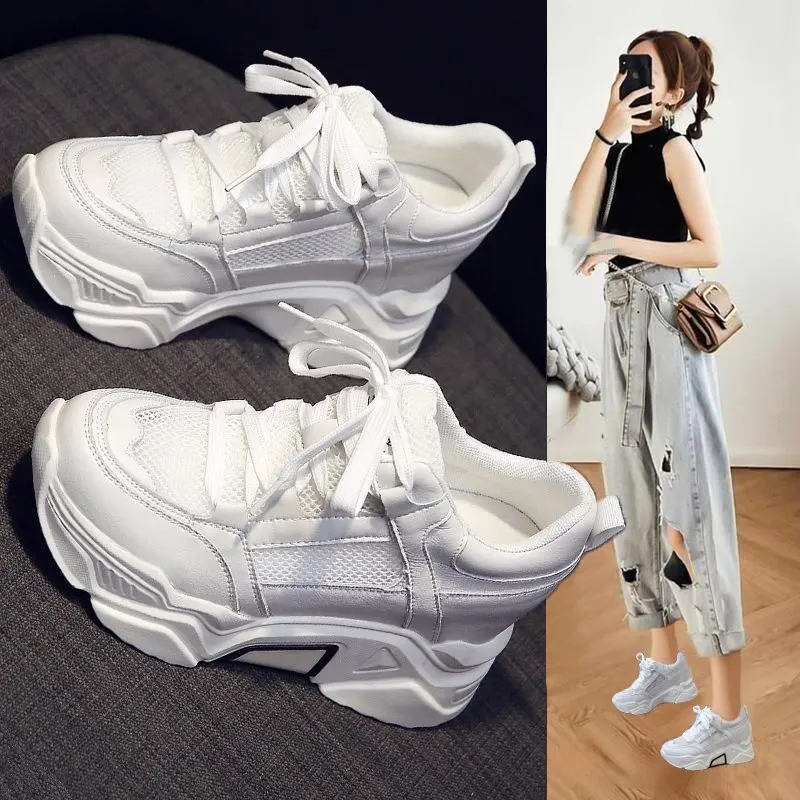 

Shoes Increas Height Wedge Basket 2021 Casual Female Sneakers All-Match Clogs Platform Round Toe Designer Brand Luxury Women Cro
