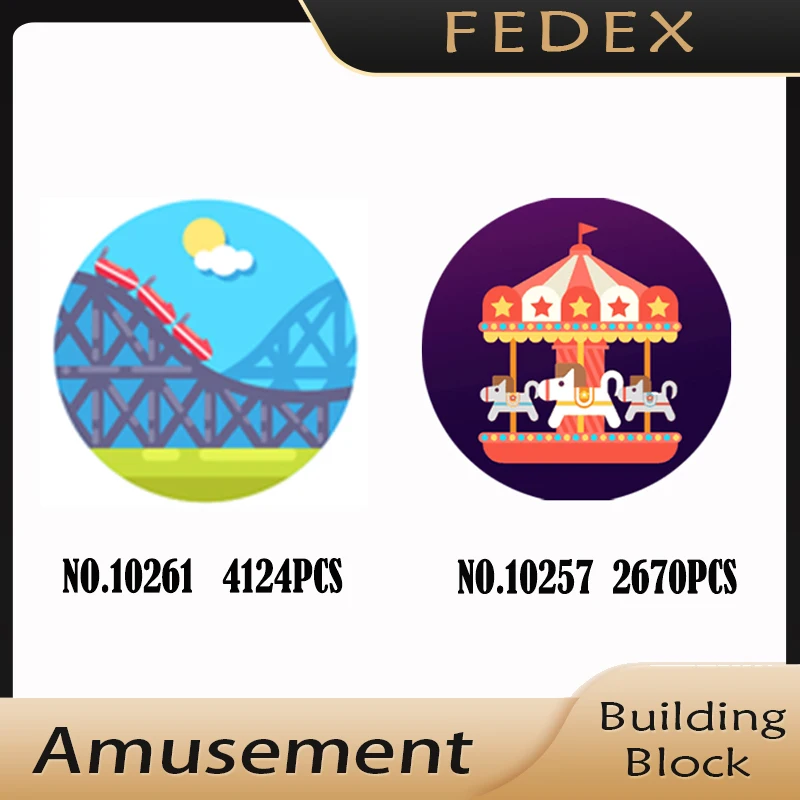 

Amusement Series Street View City Building Block Bricks Roller Caster Carousel Educational Toys for Children Birthday Gifts Roll