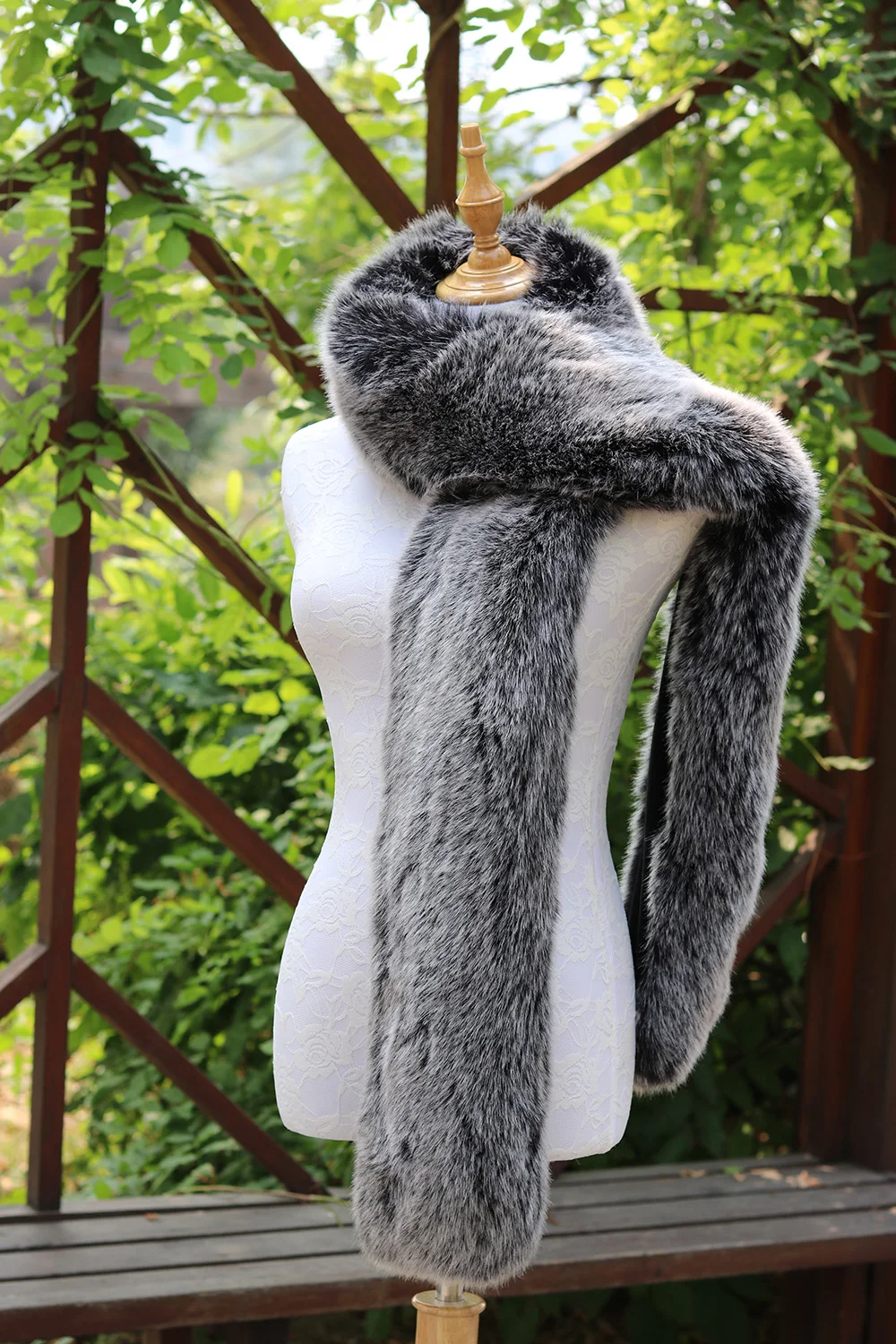 Faux Fox Fur Scarf Long Collar Female Winter Raccoon Hat Fake Shawl Cloak | Wedding Jackets / Wrap