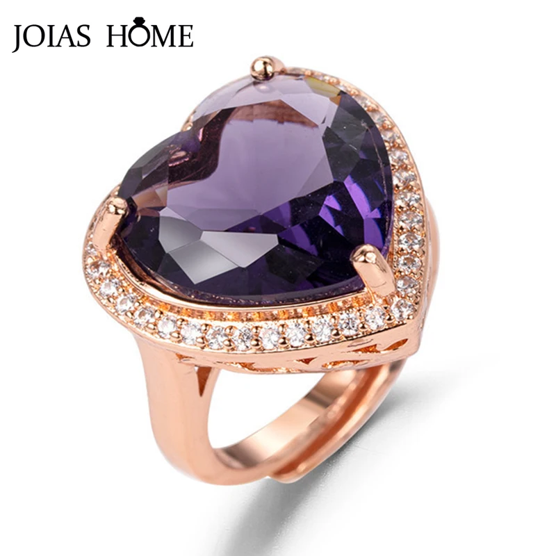 Женское винтажное серебряное кольцо в форме сердца с аметистом - купить по