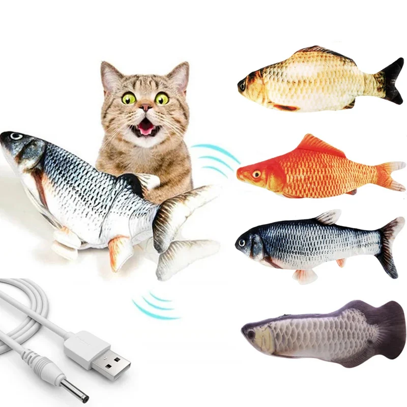 

3D Electric Fish, Cat Toy, Beating Simulation Fish Plush Toy, Pet Toy, Grass Carp, Carp, Salmon, Silver Dragon Fish, Clown Fish