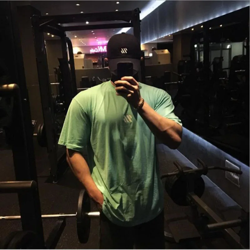 

2019 New T-Shirts Men Short Sleeve T-shirt Cotton Mens Tees Tops Fitness Bodybuilding T-Shirts Brand Clothing