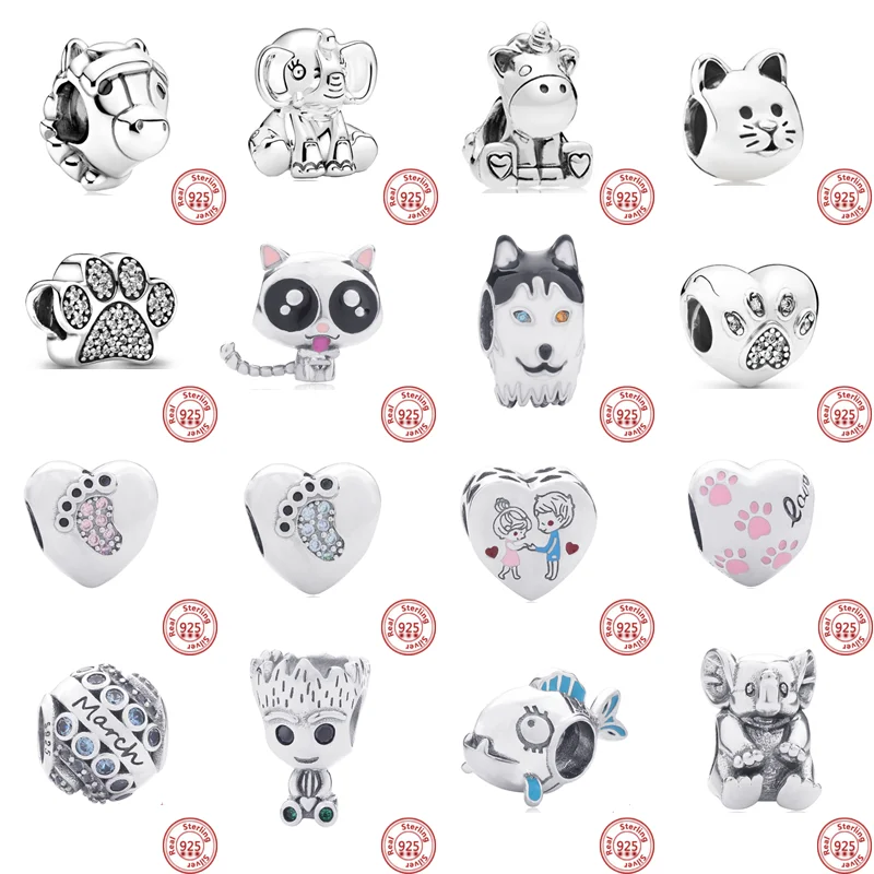 

100% 925 Sterling Silver Fashion Cute Cat Ball Beads Pendant Fit Original Pandora Charms Bracelets Women Jewelry DIY Making