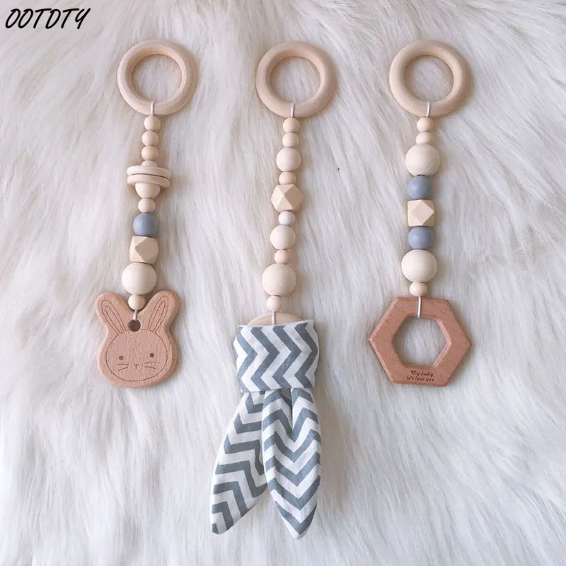 3Pcs/Set Nordic Cartoon Baby Wooden Rabbit Ear Toy Pendant Gym Fitness Rack Ornament Toddler Infant Room Decorations | Игрушки и хобби