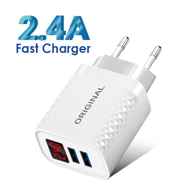 

Fast Charging Quick Charge 3.0 Charger LED Digital Display For iPhone 12 11 8 Samsung Xiaomi 11 Wall QC3.0 Mobile Phone Charger