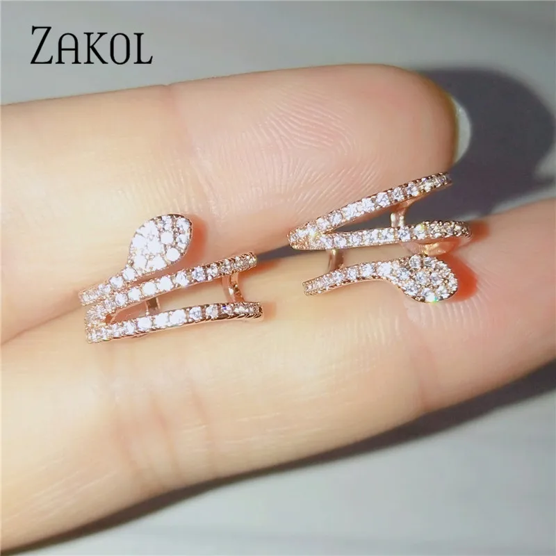 ZAKOL модные серьги-клипсы с фианитом AAA для женщин и девочек Простые Вечерние