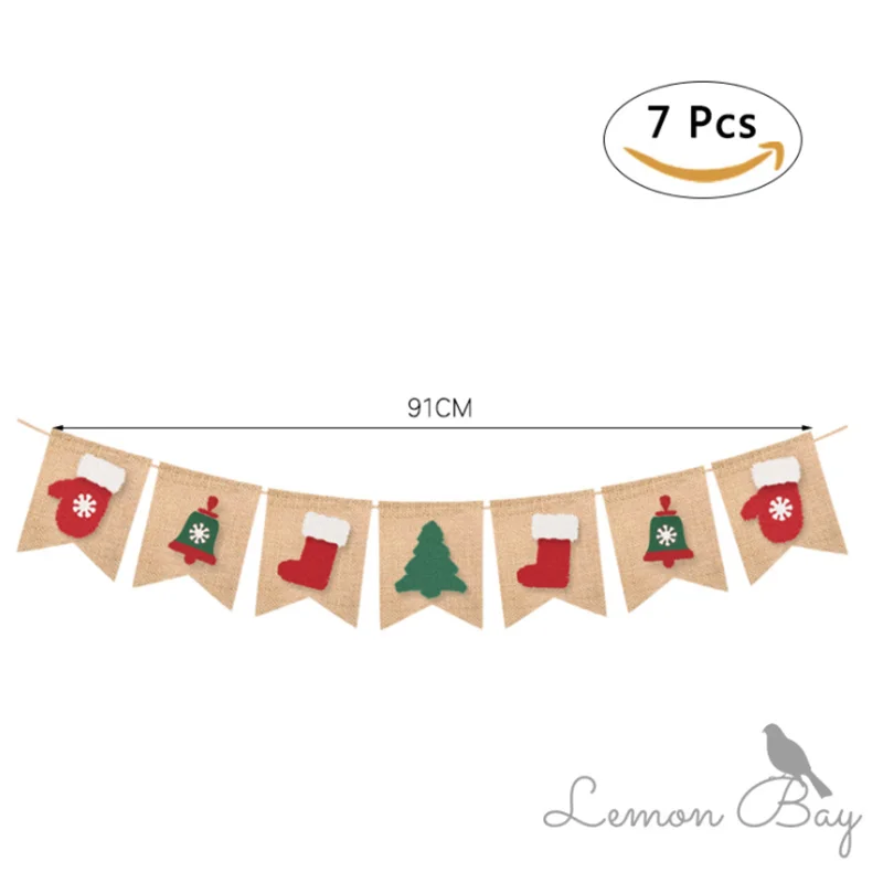 Счастливого Рождества баннер Бумажная гирлянда со снеговиком Санта-Клаусом