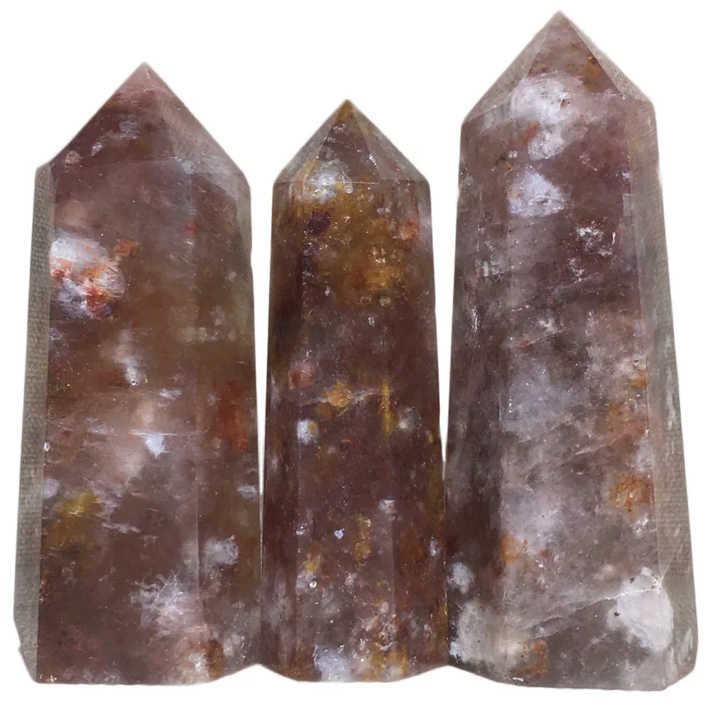 

Wand Natural Fire Quartz Crystal Point Home Furnishing Decoration Stone Gift Rod Column Hexagonal Prisms Obelisk Healing Tower