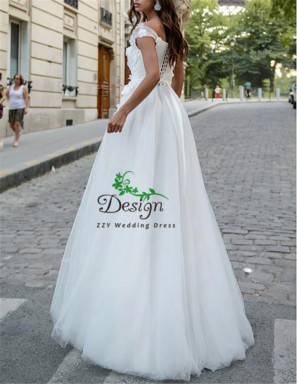

White Tulle 3D Flowers Sweetheart Neckline Illusion Princess Ball Gown Court Train Plus Size Wedding Dress Vestido Casamento