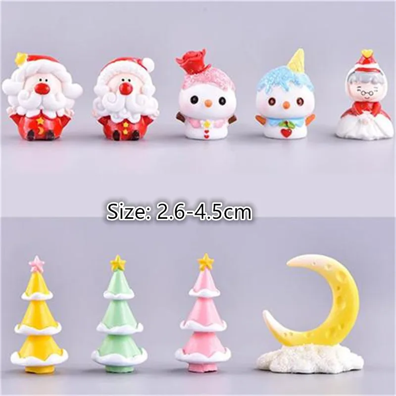 005 (9pc) 1 Набор, мини Новогоднее украшение из полимера, сказочный снеговик, Рождественский Санта Клаус, миниатюрные фигурки, украшение для дома - Цвет: 005 (9pc)
