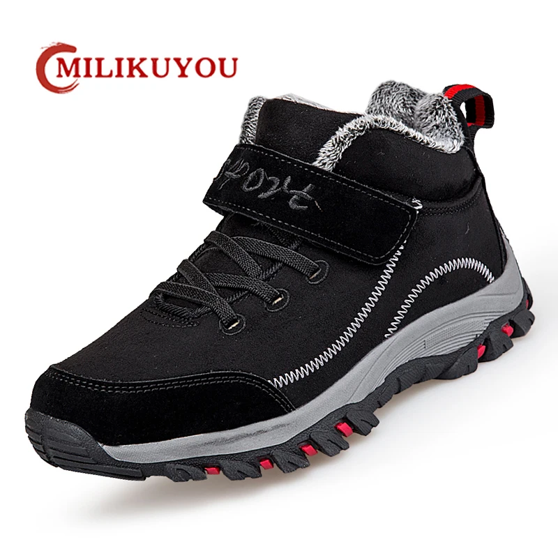

2021 Winter Women Men Boots Shoes Plush Keep Warm Sneakers Man Outdoor Waterproof Ankle Snow Boots Casual Shoes Leather Boot Man