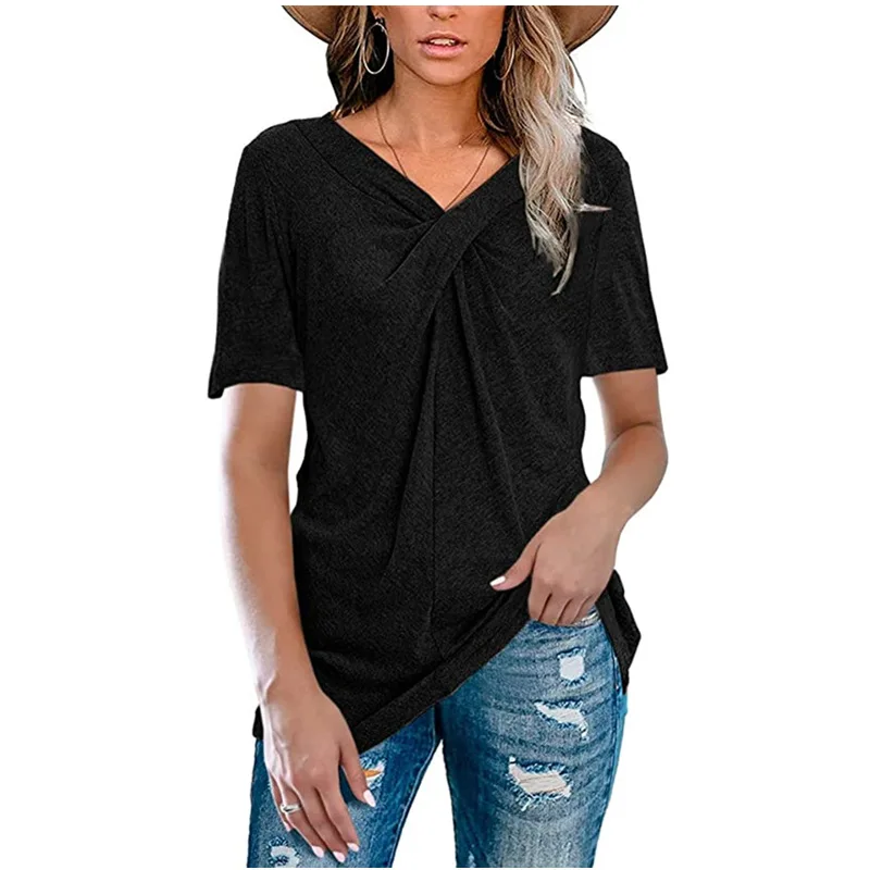 

New Spring Autumn short sleev solid women's loose casual T-shirt Women Sexy Tops Summer Plus Size Shirts for Women
